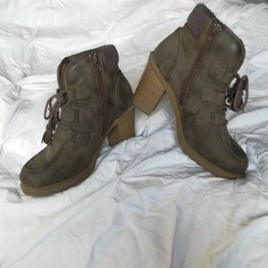 Distressed olive booties